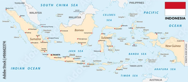 Obraz Mapa Indonezji z flagą