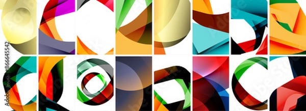 Fototapeta Collection of abstract background with waves, colorful shapes and 3d shadow effect. Vector Illustration For Wallpaper, Banner, Background, Card, Book Illustration, landing page
