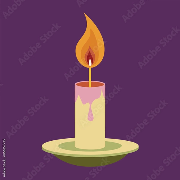 Fototapeta Realistic vector image of a burning candle
