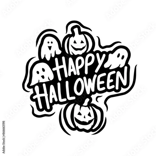 Obraz Black and white happy halloween