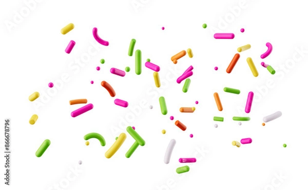 Fototapeta Colorful candy sprinkles 3d illustration
