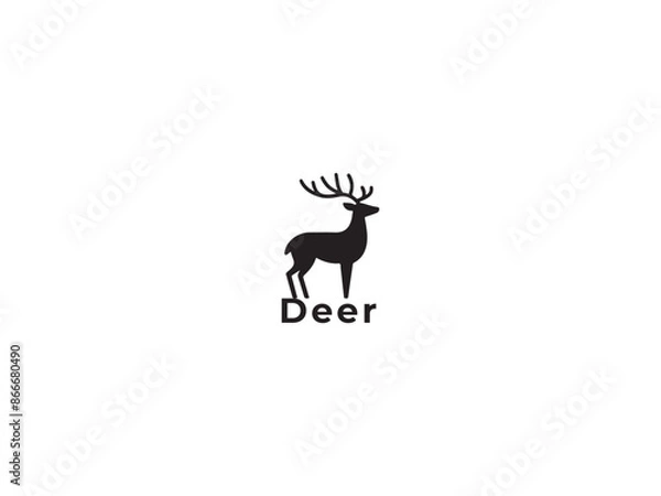 Fototapeta Deer logo icon on a white background.simple, minimal logo design.
