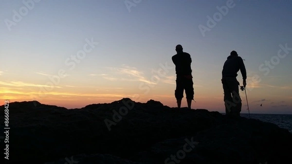 Obraz Fishing sunset