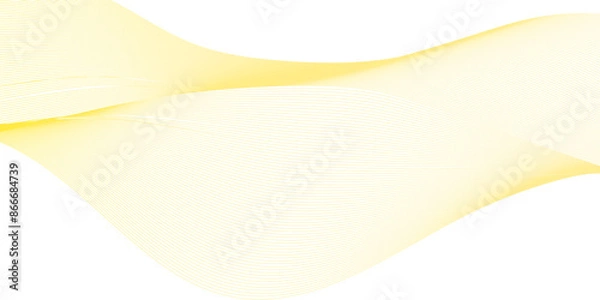 Obraz Abstract luxury golden wavy flowing dynamic smooth curve lines isolated on transparent background. Digital future technology concept. Design for web design, cover, technology, science, magazine.