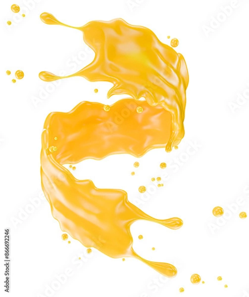 Fototapeta orange juice splash isolated on a white background. Clipping path. 3d render