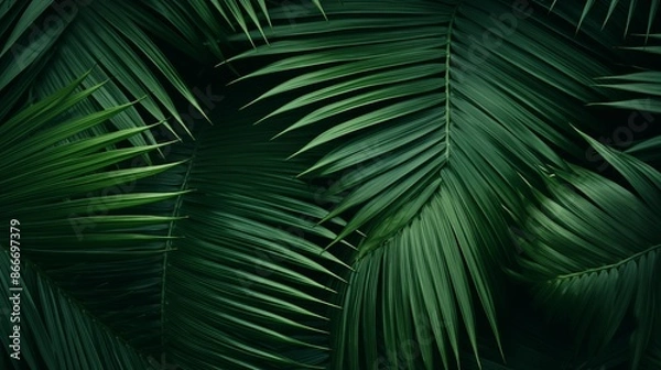 Fototapeta Palm leaves background.