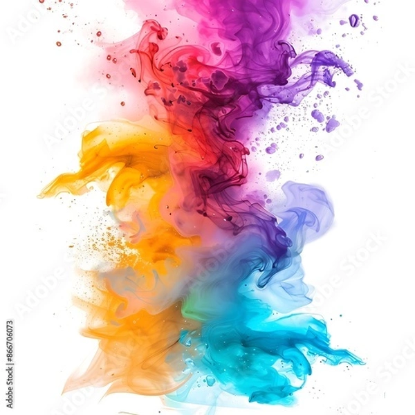 Fototapeta Multicolored paint in water on a white background