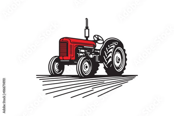 Obraz Vintage tractor vector silhouette