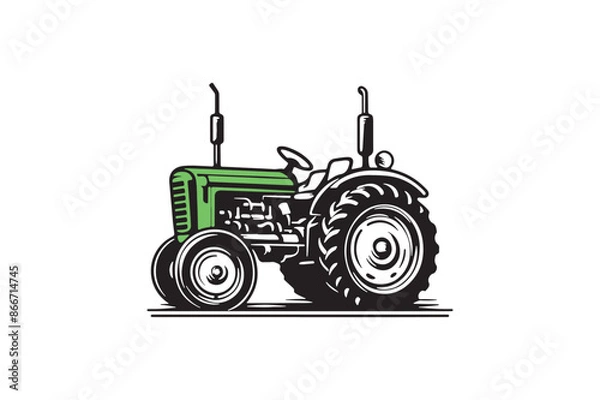 Obraz Vintage tractor vector silhouette