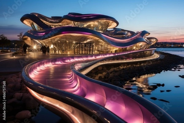 Fototapeta Abu Dabi, United Arab Emirates, Yas Island (Yas Island), with amusement parks and the Yas Marina circuit., generative IA