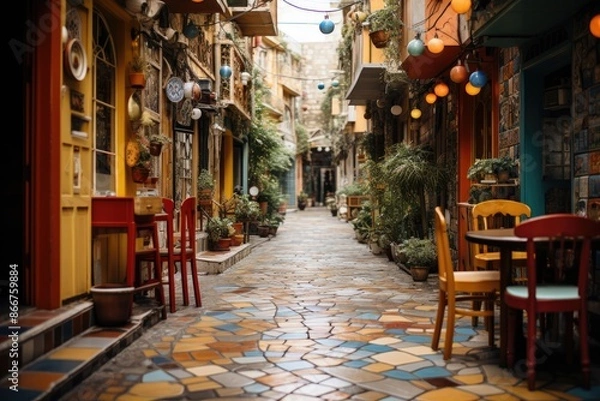 Fototapeta Tel Aviv, Israel, the Florentin neighborhood, known for its art scene and street art., generative IA