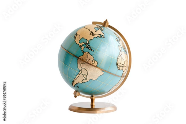Fototapeta A globe resting on a white background, symbolizing the global reach and interconnectedness of modern business.