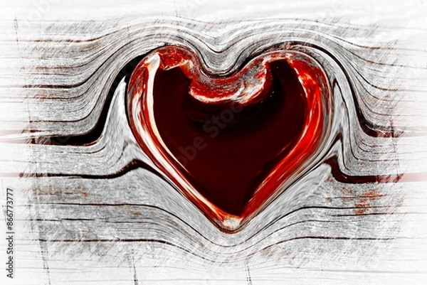 Obraz heart on wood planks background