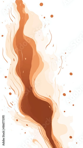 Fototapeta Brown Paint Fluid Dripping on White Background, Abstract Image, Texture, Pattern Background, Wallpaper, Background, Cell Phone Cover and Screen, Smartphone, Computer, Laptop, 9:16 and 16:9 Format - PN