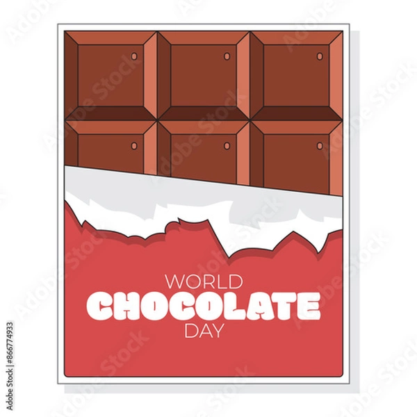 Fototapeta Chocolate bar wrap. Design element for world chocolate day event, isolated on white background