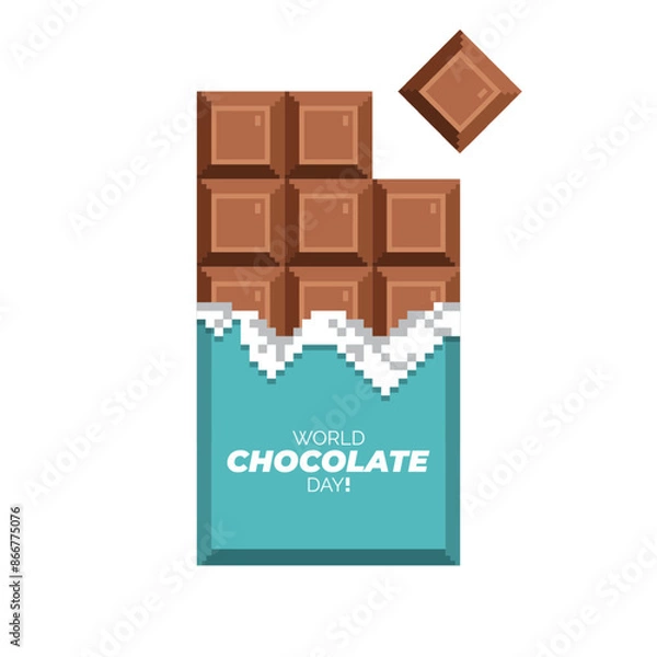 Obraz World chocolate day vector, chocolate bar wrap pixel art style, food illustration