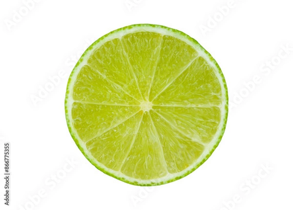 Fototapeta Green lime cut isolated on white background with transparent.