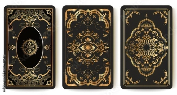 Fototapeta Set Of Three Modern Pattern Background - Elegant Ornamental Backs of Playing Cards