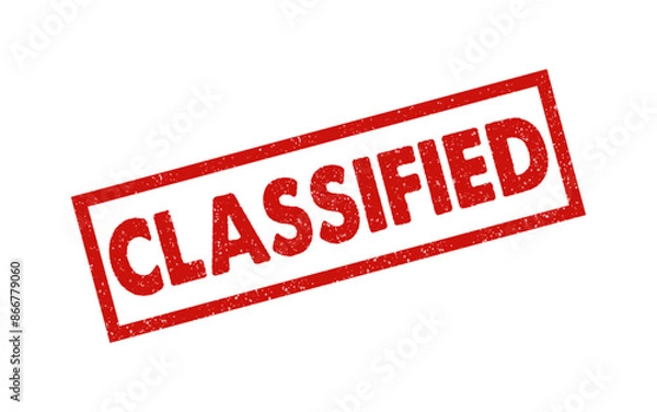 Obraz Classified red ink rubber stamp sign symbol grunge effect vector illustration design confidential case investigation tampon classified private secret information