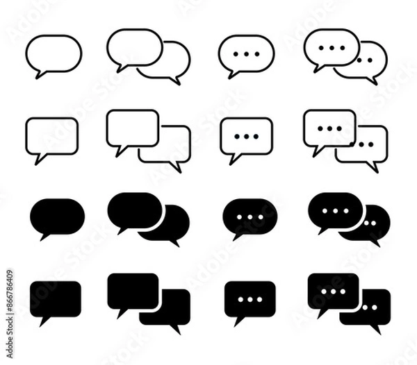 Fototapeta Conversation bubble icon icon set with editable stroke. Speech balloons icons. Vector illustration.