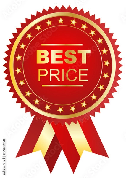 Fototapeta best price red label with ribbons vector eps 10