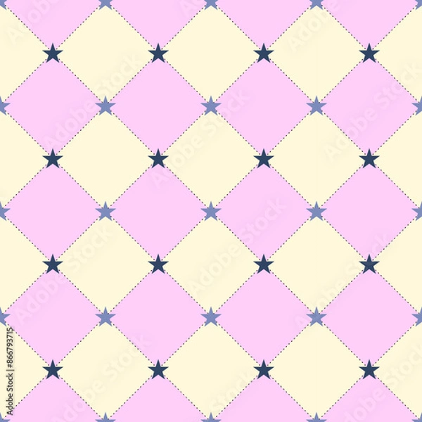 Obraz RockStar seamless pattern. geometric pastel pattern. Star with  square shape. Background  with line dot.