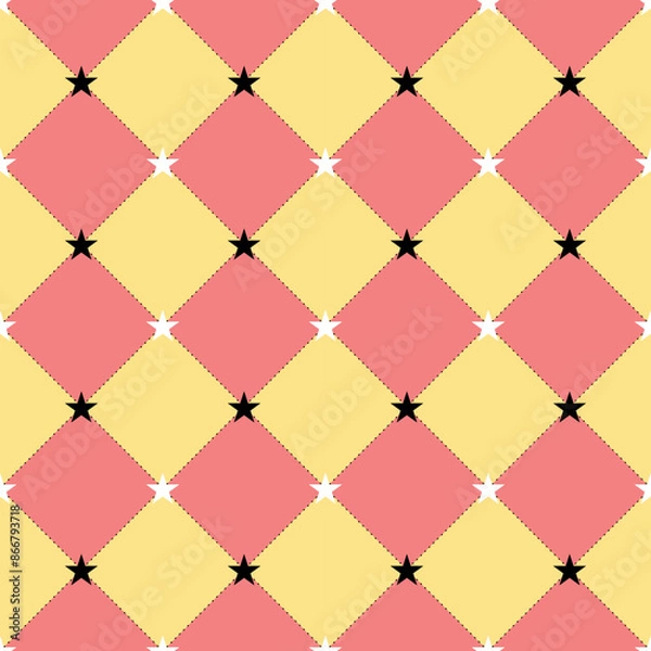 Obraz RockStar seamless pattern. geometric pastel pattern. Star with  square shape. Background  with line dot.