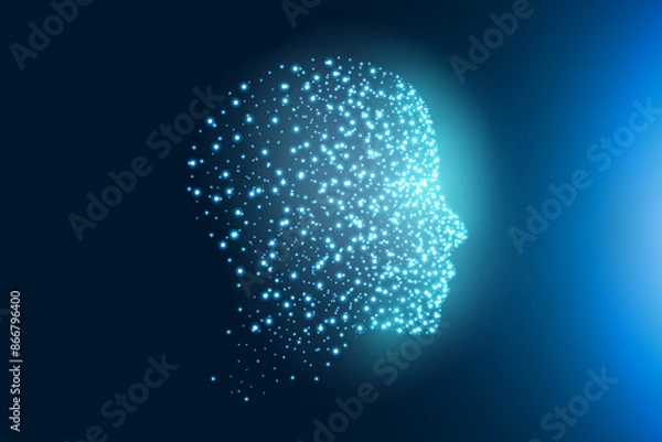 Obraz Human head with a luminous brain network, consciousness, artificial intelligence