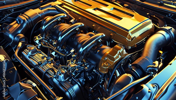 Obraz the engine of the modern car