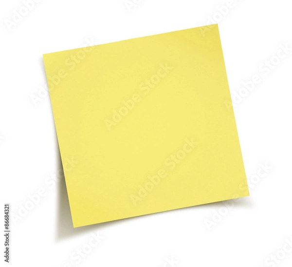 Obraz  Yellow note paper isolated on white background 