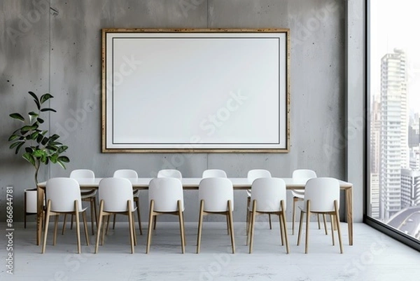 Fototapeta A white Mockup on the wall in the Office for negotiations. Image for advertising