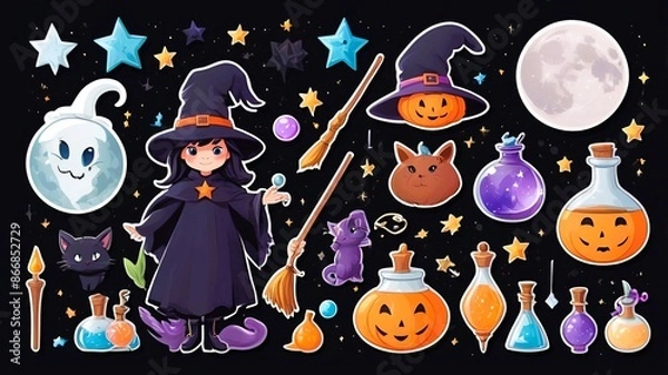 Fototapeta  spooky and whimsical world of Halloween with our delightful Halloween Icon Sticker Collection