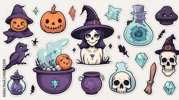 Fototapeta  spooky and whimsical world of Halloween with our delightful Halloween Icon Sticker Collection