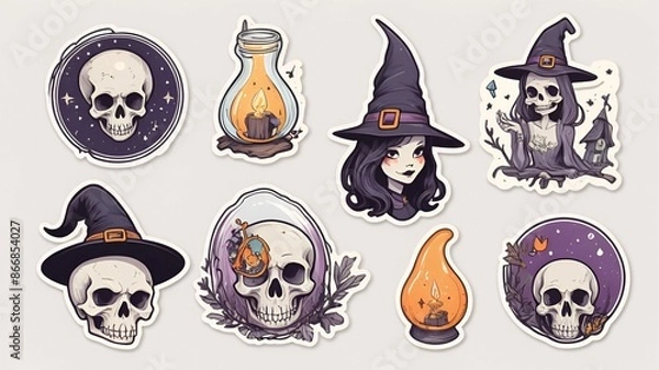 Fototapeta  spooky and whimsical world of Halloween with our delightful Halloween Icon Sticker Collection