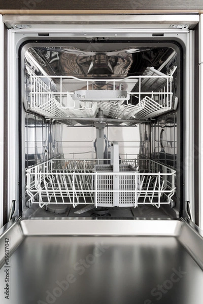 Obraz Close-up photo of an Empty Opened Dishwasher