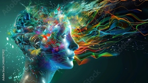 Fototapeta Digital Thoughts Exploding in Colorful Streams