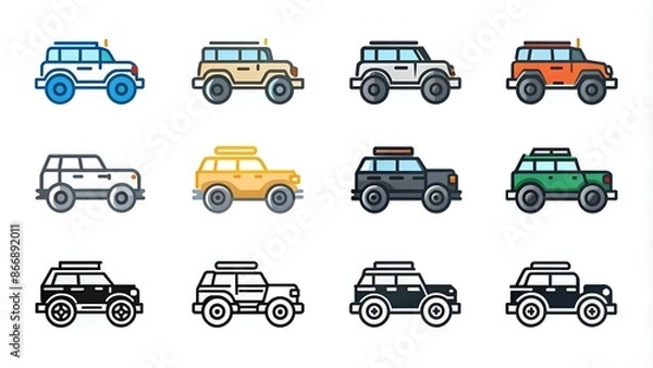 Fototapeta off road icon in different style vector illustration. two colored and black off road vector icons designed in filled, outline, line and stroke style can be used for web, mobile, ui