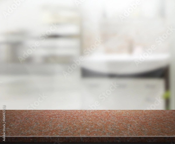 Fototapeta Table Top And Blur Interior Background