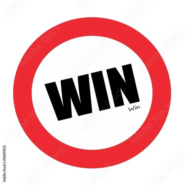 Fototapeta WIN black stamp text on white