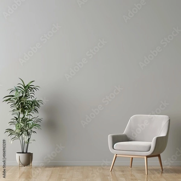 Fototapeta modern living room grey armchair