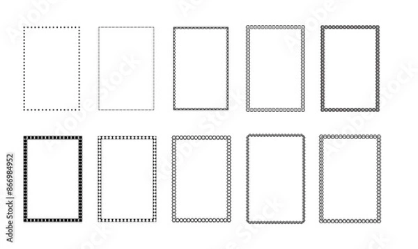 Fototapeta Set of 10 Decorative Pattern Rectangle frames, Vintage Border Vector Set, and Decor Design Frames.