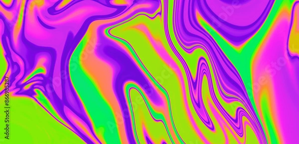 Fototapeta Abstract psychedelic background with trippy colorful acid stains.