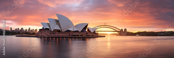 Fototapeta Ethereal Dawn at Sydney Opera House: A Testament to Iconic Australian Architecture