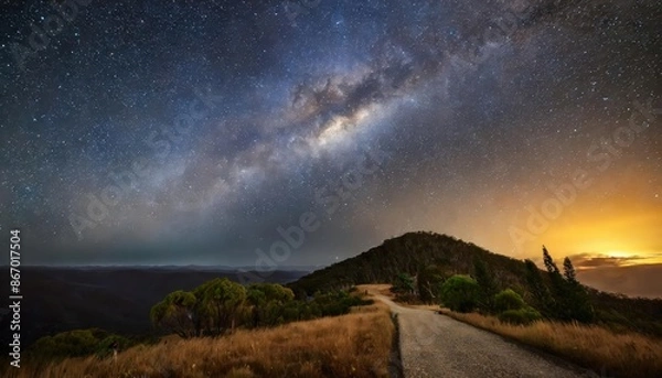 Fototapeta Our galaxy, the Milky Way, is estimated to contain 100-400 billion stars and potentially trillions of planets. It's constantly rotating, taking about 250 million years to complete one revolution.