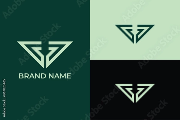 Fototapeta modern trendy abstract business vector initial letter CC 7 D C logo suitable for corporate, finance, construction and real estate business, triangle icon badge jet, fighter jet aviation logo