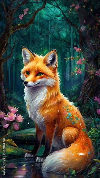 Obraz red fox in the forest