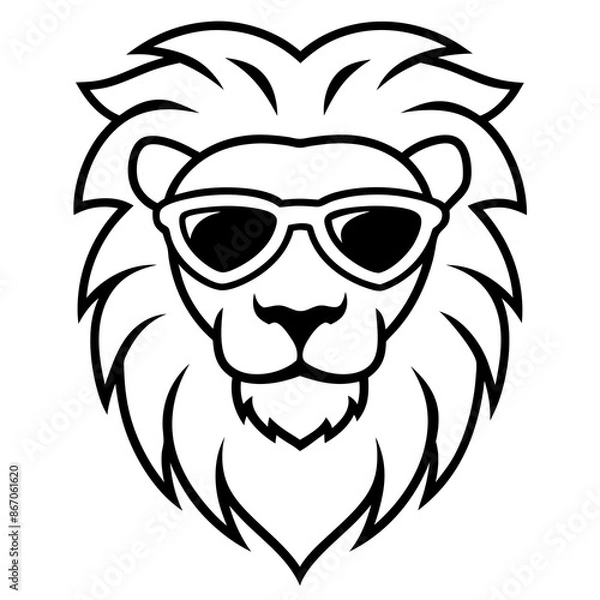 Fototapeta lion head with sunglasses logo vector