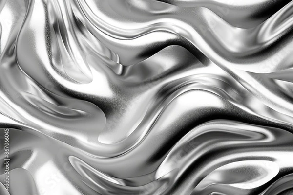 Fototapeta Silver abstract background with wavy pattern created with generative ai