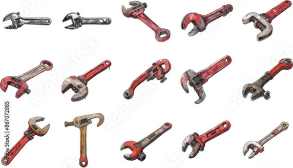 Fototapeta CARPETTING TOOLS SET IN COLOR STYLE, STOPCOCK SET IN COLOR STYLE