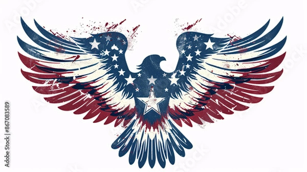 Obraz Illustration of a royal eagle with a crown, representing sovereignty, vector icon